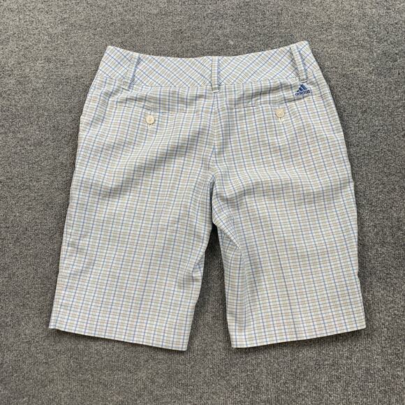 Adidas Shorts Womens 4 Multi Plaid Bermuda Performance Golf Zip Fly Pocket - Picture 10 of 13